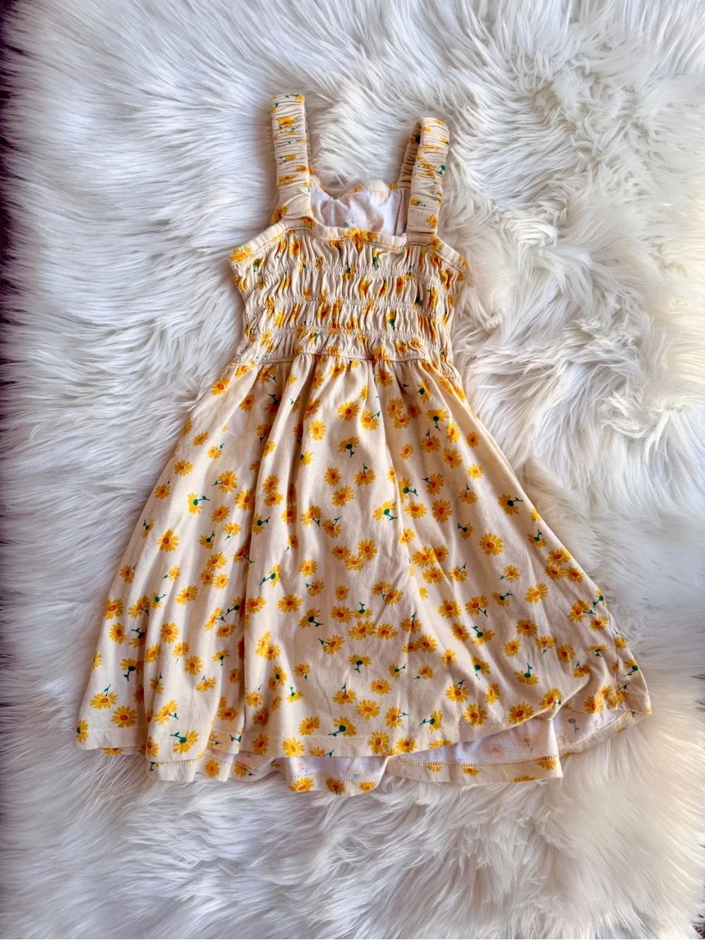 Old Navy Girls Cream Sundress with Yellow Floral Print Size SM 6-7